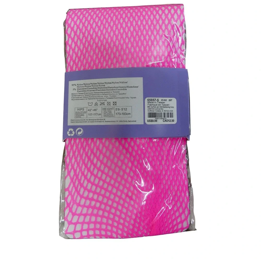 Claire's Fishnet Tights Women XL Pink New Neon Mesh Stockings 65857-5